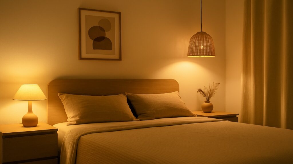 Bedroom warm lighting