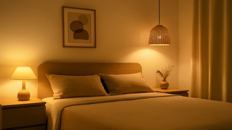 Bedroom warm lighting