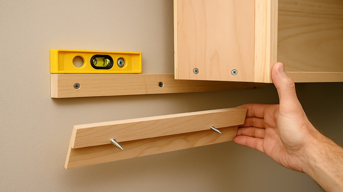 French cleat mounting method for a floating media console