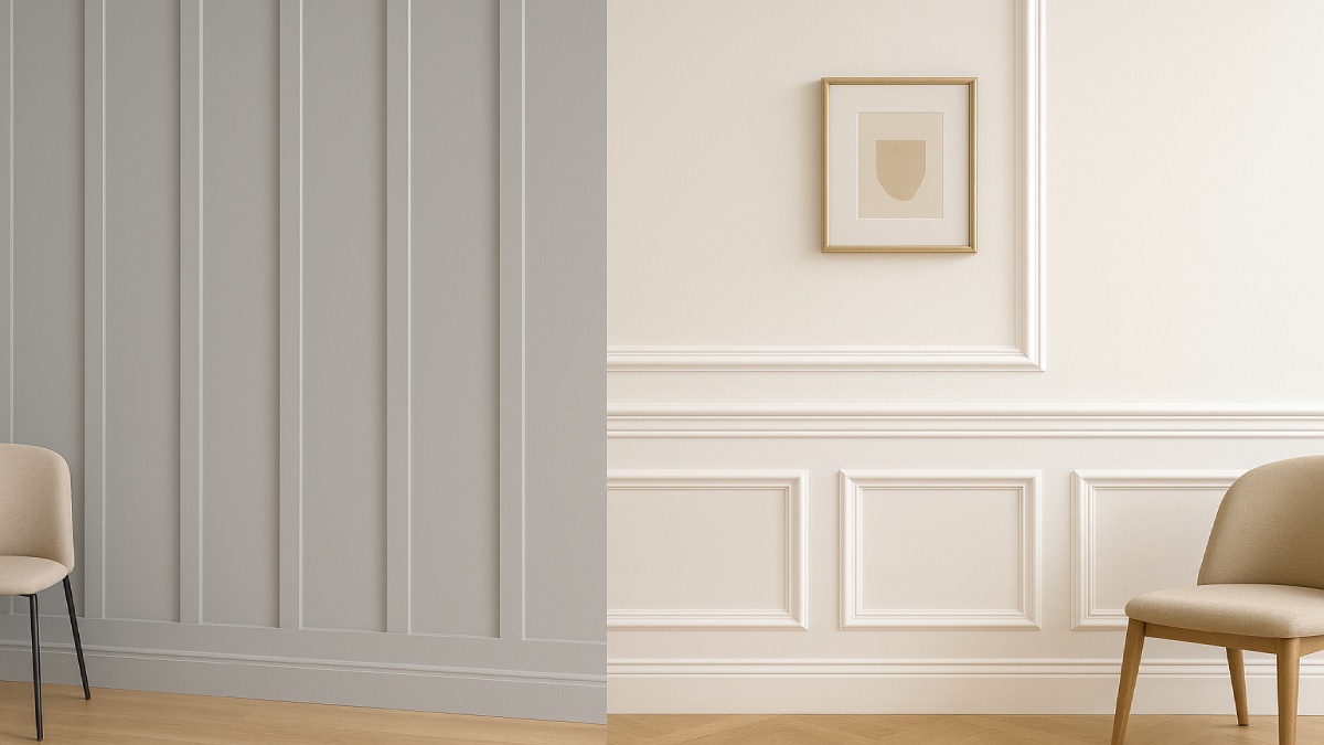 Wall molding examples in traditional and modern styles