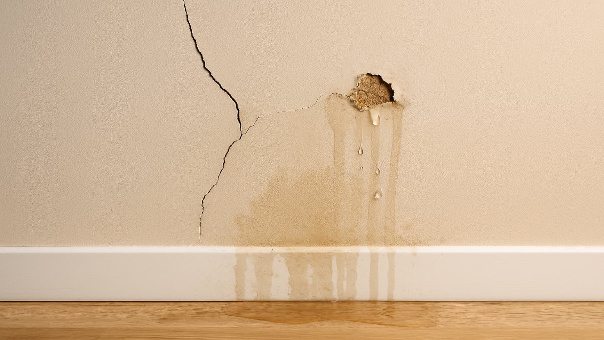 Technician cleaning home gutters during a sunny day