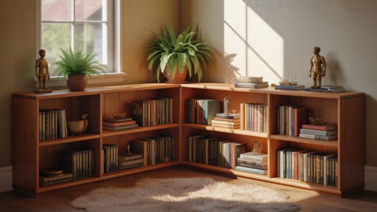 corner bookshelf design