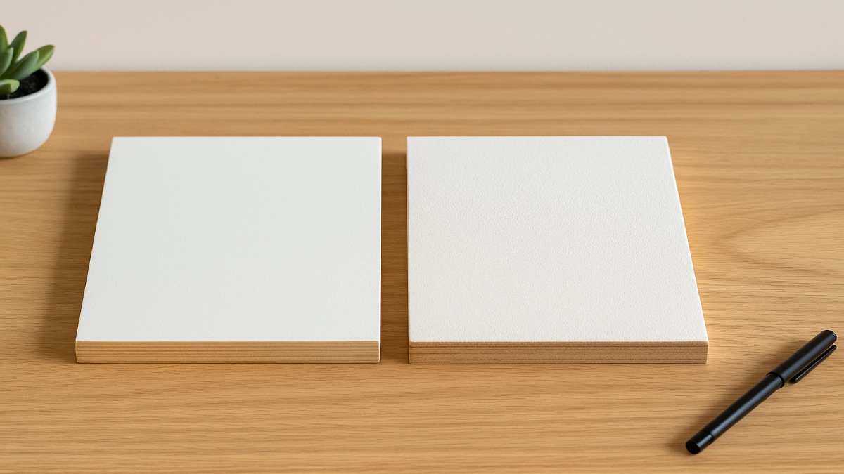 Close-up comparison of a sprayed surface versus a rolled surface