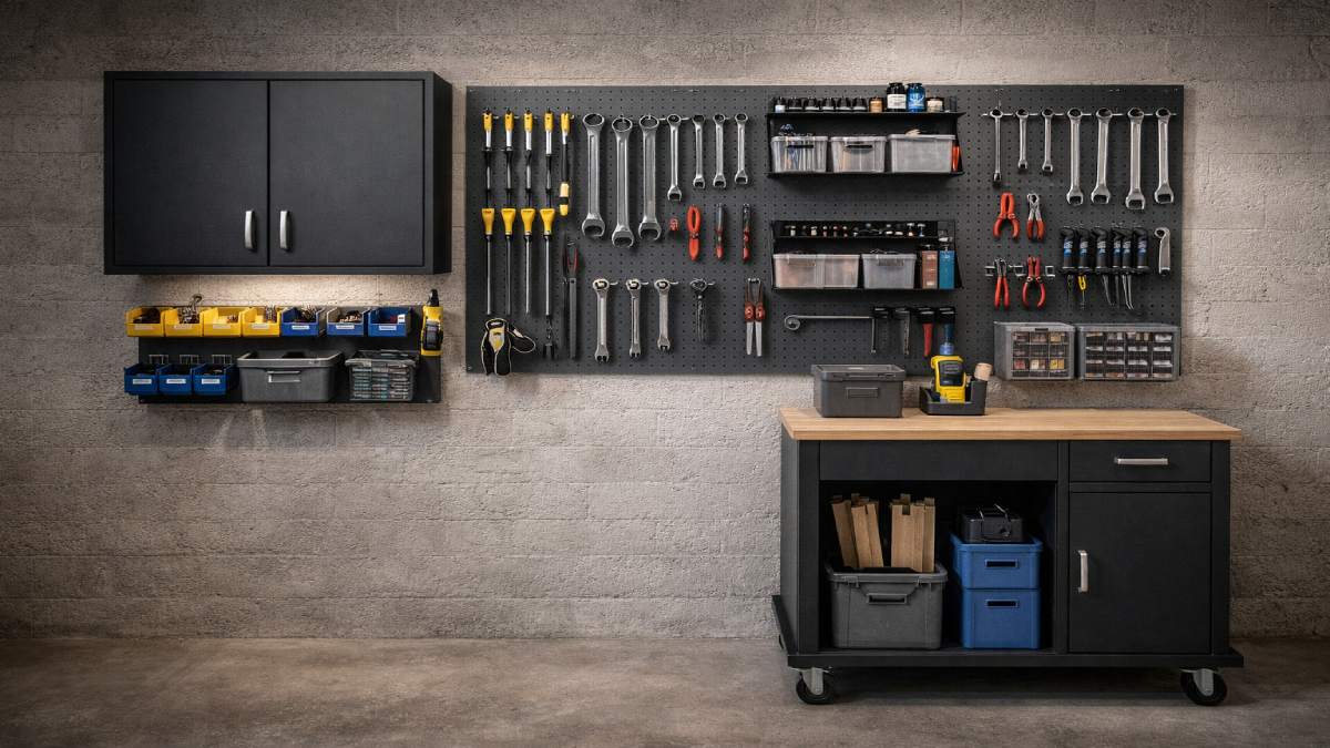 Wall-Mounted Storage with Cabinet Setup